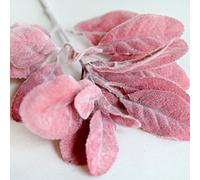 Panonw 8PCS Artificial Rabbit Ear Leaf, Faux Flowers Flocked Rabbit Ear Leaves Flocked Oak Leaves Lambs Ear Leaf for Home Wedding DIY Floral Arrangement (Red)
