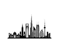 Panorama City Skyline Urban Border Fine Carving Decals 34x62cm Multi Color Selection Black
