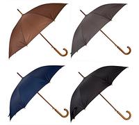 Panorama Gifts Wooden Crook Handle Umbrella (Grey)
