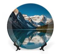 Panorama of The Lake Louise Mountains Decorative Plate for Display with Vertical Stand Wall Decorative Plate for Home&Office Wall Decors