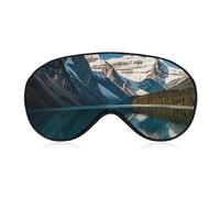 Panorama of The Lake Louise Mountains Sleep Mask Light Blocking Eye Cover Polyester Eye Mask with Elastic Strap Blindfold for Side Sleeper Sleeping Masks Face Hugging for Women Men Travel