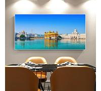 Panorama Painting on Canvas,Amritsar Golden Temple Nature Print on Canvas,Canvas Wall Art for Home Wall Decoration Picture 70x140cm(28x56in) Frameless