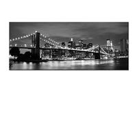 Panorama Painting on Canvas,Black and White Manhattan Brooklyn Bridge Print on Canvas,Canvas Wall Art Picture,Wall Art Decoration for Home 40x100cm(16x40in) Frameless