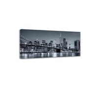 Panorama Painting on Canvas,New York Manhattan City Skyline,Nature Print on Canvas,Canvas Wall Art for Home Wall Decoration Picture 80x160cm Innerframed