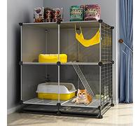 Panoramic cat cage home indoor cat house,Large Exercise Enclosure with Stairs, DIY Plastic Modular Fence for Hamster, Pet, Small Animals (Color : C, Size : 72x72x72CM)