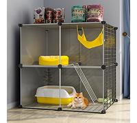 Panoramic cat cage home indoor cat house,Large Exercise Enclosure with Stairs, DIY Plastic Modular Fence for Hamster, Pet, Small Animals (Color : A, Size : 72x47x72CM)