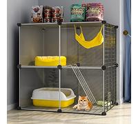 Panoramic cat cage home indoor cat house,Large Exercise Enclosure with Stairs, DIY Plastic Modular Fence for Hamster, Pet, Small Animals (Color : A, Size : 72x37x72CM)