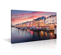 Panoramic Cityscape Canvas Wall Art Denmark Copenhagen Skyline Wall Decorations Cityscape Pictures Paintings Denmark Copenhagen Wall Art 1 Piece Wall Pictures Framed Ready to Hang (16"Wx24"H)