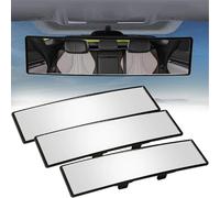 Panoramic Clip-On Rearview Mirror, Universal Interior Clip on Panoramic Rearview Car Wide Angle Mirror, Anti-Glare HD Rear View Mirrors Accessories, for Car Suv Trucks, Fits All Cars (3PCS)