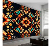 Panoramic Custom Mural Wallpaper Abstract Style Geometric Floral Pattern, Color Poster Photo, Non-Woven Premium Fleece Wall Mural W200 x H140 cm for Bedroom Living Room Corridor Wall Decor
