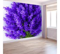 Panoramic Custom Photo Wallpaper Lavender Plant Close-Up 350 x 256 cm Wall Mural Art Stickers, Purple Photo Wallpaper and Wall Mural for Living Room, TV Background and Home Decoration
