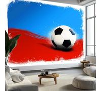 Panoramic Custom Photo Wallpaper Sports Football Color Blocks 250 x 175 cm Wall Mural Art Stickers, Red and Blue Photo Wallpaper and Wall Mural for Living Room, TV Background and Home Decoration
