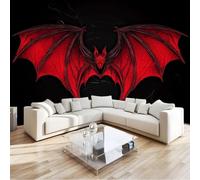 Panoramic Custom Wallpaper Mural 150 x 105 cm Gothic Fantasy Bat Non-Woven Photo Wallpaper Murals Black, for Living Room Bedroom Children's Room Corridor