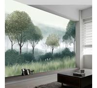 Panoramic Custom Wallpaper Mural 200W x 140H cm, Photo Wall Poster Forest Trees Grassland Wallpaper 3D Effect - Hand Drawn Style Wall Mural Poster Decoration for Bedroom Living Room Corridor