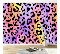 Panoramic Custom Wallpaper Mural 250W x 175H cm, Wall Poster Pink Purple Animals Leopard Print Photo Wallpaper 3D Effect - Abstract Style Wall Mural Poster Decoration for Bedroom Living Room Corridor
