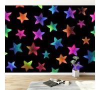 Panoramic Custom Wallpaper Mural 350W x 256H cm, Wall Poster Geometry Colourful Stars Photo Wallpaper 3D Effect, Cartoon Art Wall Mural - Poster Decoration for Bedroom Living Room Corridor