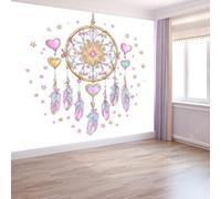 Panoramic Custom Wallpaper Mural 450 x 280 cm Watercolor Dream Catcher Non-Woven Photo Wallpaper Murals Light Color, for Living Room Bedroom Children's Room Corridor