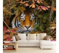Panoramic Custom Wallpaper Mural Camouflage Animal Tiger, Light Brown Photo Mural 118 x 83 inch (W x H) for Bedroom Living Room and Office Decoration