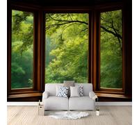 Panoramic Custom Wallpaper Mural Fantasy Enchanting Forest, Green Photo Mural 59 x 41 inch (W x H) for Bedroom Living Room and Office Decoration