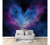 Panoramic Custom Wallpaper Mural Mystical Heart Space, Blue Violet Photo Mural 157 x 110 inch (W x H) for Bedroom Living Room and Office Decoration