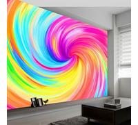 Panoramic Custom Wallpaper Mural, Rainbow Swirl Abstract Texture Non-Woven Premium Wall Mural, Art Poster Picture Decoration, W400 x H280 cm Large Mural for Living Room Bedroom Office, Color