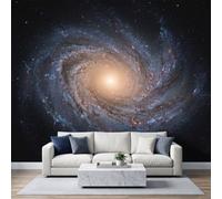 Panoramic Fantasy Starry Sky Wallpaper Photo Mural 400W x 280H cm, Custom Modern Universe Galaxy Black Hole Poster Wallpaper for Living Room Bedroom Nursery - Seamless Effect Dark Blue Wall Art Mural