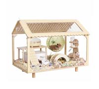 Panoramic Hamster Starry Sky Cage, Wooden Hamster Landscape House, Large Space, Ventilation and Heat Dissipation, Easy to Clean