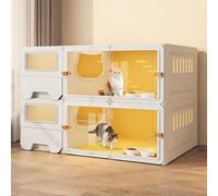 Panoramic Indoor Cat Villa, Breeding Cat Cage, Cat Kennel, Cat Enclosure, Multi-layer Space, Freely Expandable, Easy to Clean(105x45x70cm)