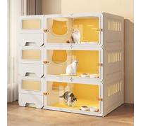 Panoramic Indoor Cat Villa, Breeding Cat Cage, Cat Kennel, Cat Enclosure, Multi-layer Space, Freely Expandable, Easy to Clean(105x45x105cm)
