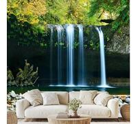 Panoramic Jungle Waterfall Scenery Wall Paper Nature Forest Stream Art Photo Wallpaper 3D Effect 500x350 cm Stone River Mural for Bedroom Living Room Non-Woven Poster Decoration gu184l