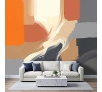 Panoramic Modern Minimalist Wallpaper Mural 250W x 175H cm, Abstract Geometric Colour Block Stripe Wall Poster Photo Wallpaper Mural 3D Effect Terracotta Wall Art Poster for Bedroom Living Room