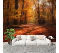 Panoramic Mural Autumn Forest Scenery Non-Woven Wallpaper 300x210cm Wall Mural Decoration Poster Nature Wallpaper for Living Room Bedroom & Home Interiors, Not Peel and Stick