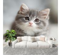 Panoramic Mural Cute Cat Pattern Non-Woven Wallpaper 300x210cm Wall Mural Decoration Poster Animal Cat Wallpaper for Living Room Bedroom & Home Interiors, Not Peel and Stick
