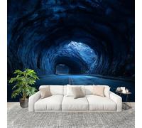 Panoramic Mural Highway Tunnel Scene Non-Woven Wallpaper 350x256cm Wall Mural Decoration Poster Blue Wallpaper for Living Room Bedroom & Home Interiors, Not Peel and Stick