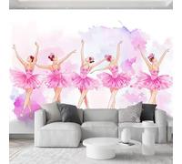 Panoramic Mural Wallpaper 59 x 41 inch (W x H) - Non-Woven Print Fleece Dreamy Watercolor Elegant Ballerina Wall Mural, Photo Wallpaper for Girls Bedroom Nursery Dance Studio Decoration