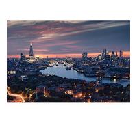 Panoramic Painting Print on Canvas-Beautiful London City Skyline Modern Landscape Artwork Pictures-Nature Poster Art Prints-Canvas Wall Art Picture Print for Home Decor 80x120cm(32x47in)frameless