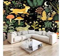 Panoramic Photo Wallpaper Fern Plants Wall Mural W250 x H175 cm, Forest Animals Luxury Art Photo Large Mural Wallpaper for Living Room Bedroom Decor - Easy to Install