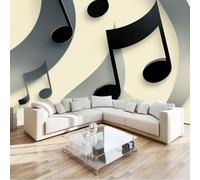 Panoramic Photo Wallpaper Music Theme Wall Mural W250 x H175 cm, Music Notes Pattern Luxury Art Photo Large Mural Wallpaper for Living Room Bedroom Decor - Easy to Install