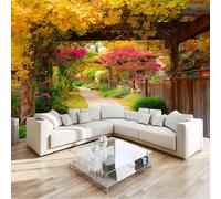 Panoramic Photo Wallpaper Romantic Theme Wall Mural W400 x H280 cm, Flowers Corridor Luxury Art Photo Large Mural Wallpaper for Living Room Bedroom Decor - Easy to Install