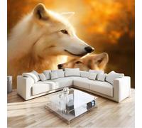 Panoramic Photo Wallpaper Surrealism Wall Mural W300 x H210 cm, Animal Wolf Cub Luxury Art Photo Large Mural Wallpaper for Living Room Bedroom Decor - Easy to Install