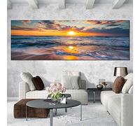 Panoramic Posters Modern Home Sunset Beach Sea Decor Pictures Canvas Prints Wall Art for Living Room Bedside Paintings 28x56inch(70x140cm) No frame