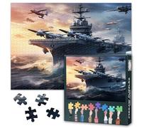Panoramic View of Military Aircraft Carrier 1000 Piece Jigsaw Puzzles for Adults - Naval Fleet, Vibrant Colors & Puzzle Design, Challenging Adult Puzzle for Display 20x27inch