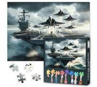 Panoramic View of Military Aircraft Carrier 1000 Piece Puzzles for Adults, Native American Navy Warship, Jigsaw Puzzles for Adults 1000 Piece Educational Games Colorful Puzzle for Home Decor 20X27inch