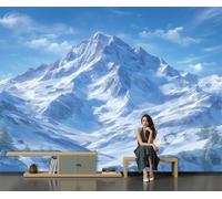 Panoramic View of The Mountain Range Photo Wallpaper 3D Natural Scenery Non-Woven Mural 250 X 175 Cm Sky Blue Wallpaper Living Room Home Decoration Wall Murals Suitable for Bedroom