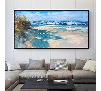 Panoramic Wall Art For Living Room Large Size Blue Sky And Seascape Canvas Wall Art Poster For Room Wall Decor 80x163cm(31x64inch) With Frame
