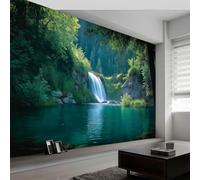 Panoramic Wallpaper Mural 300W x 210H cm, Photo Wall Poster Lake Greenery Forest Waterfall Wallpaper 3D Effect - Natural Photography Wall Mural Poster Decoration for Bedroom Living Room Corridor