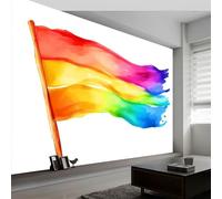 Panoramic Wallpaper Mural Color Photo Wallpaper W250 x H175 cm, Minimalist Style Rainbow Flag Luxury Art Photo Large Wall Mural Decor for Living Room Bedroom Office & Kids Room, Easy to Install