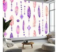 Panoramic Wallpaper Mural W300 x H210 cm, Plumas Animal Non-Woven Decor Photo Wallpaper - Bohemian Mural for Bedroom Living Room Poster Decoration