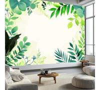 Panoramic Wallpaper Mural Watercolor Style Photo Wallpaper W200 x H140 cm, Plants Leaf Pattern Luxury Art Photo Large Wall Mural Decor for Living Room Bedroom - Easy to Install