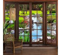 Panoramic Wallpaper Trompe l'œil Wooden Window - River Garden 3617680523797 - Width 130 cm x Height 104 cm